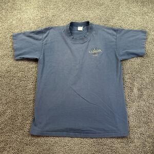 VINTAGE Luxor Las Vegas Hotel Shirt Mens Large Gray Blue Single Stitch 90s FLAW